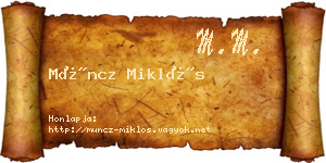 Müncz Miklós névjegykártya